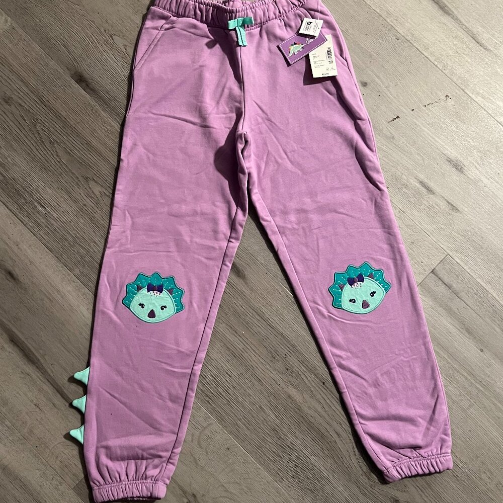 Gymboree Girls Purple Fleece Jogger Dinosaur Trim Sweatpants Size 12, 8  NEW